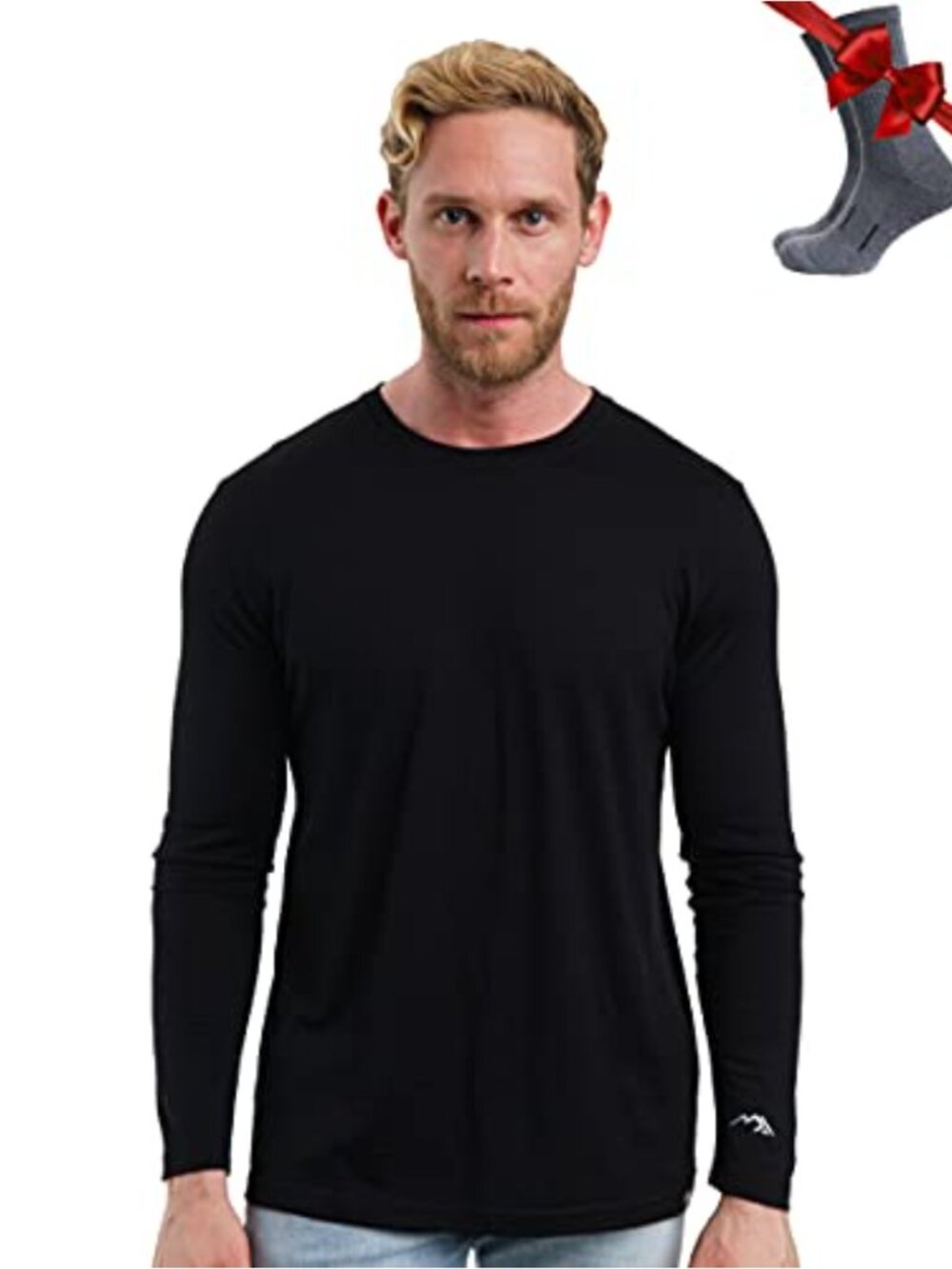 100% Merino Wool Thermal Long Sleeve Crew Neck Base Layer Shirt for Men with
